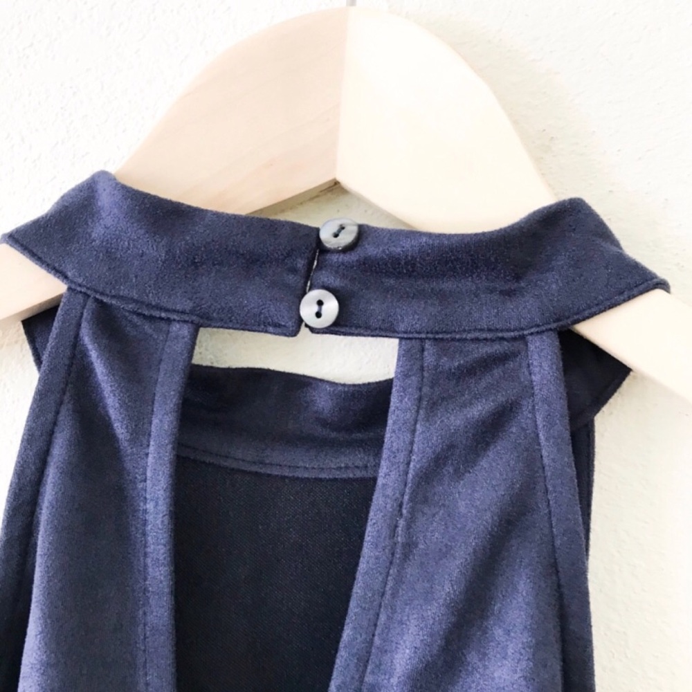 ❗️navy faux suede high neck swing top - Picture 6 of 6